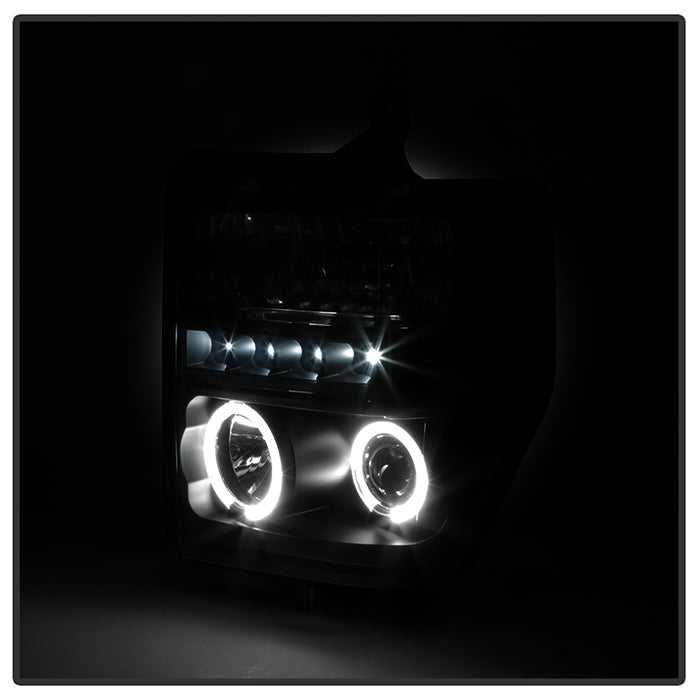 Spyder Ford F250/350 08-10 Projector Headlights LED Halo LED Blk Smke PRO-YD-FS08-HL-BSM 5078490