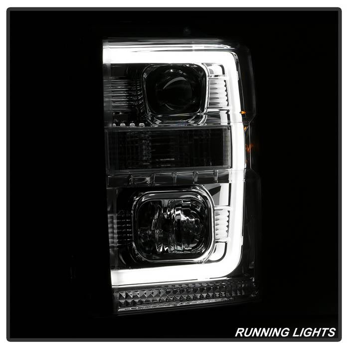 Spyder 08-10 Ford F-250 Super Duty V2 Light Bar DRL Projector Headlights - Chrm (PRO-YD-FS08V2-LB-C) 5084699