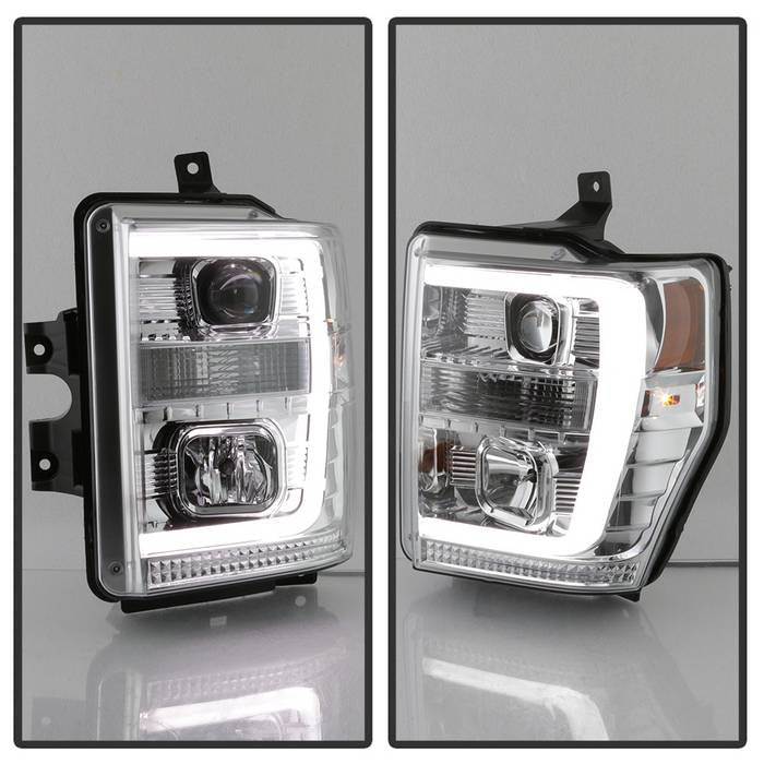 Spyder 08-10 Ford F-250 Super Duty V2 Light Bar DRL Projector Headlights - Chrm (PRO-YD-FS08V2-LB-C) 5084699