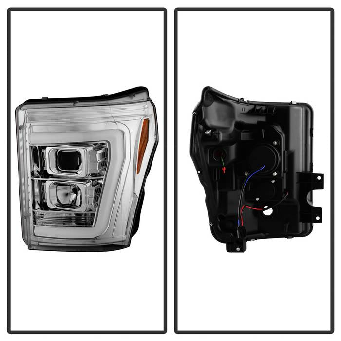 Spyder 11-16 Ford F-250/F-350 V2 Projector Headlights - Light Bar DRL - Chrome PRO-YD-FS11V2-LB-C 5084705