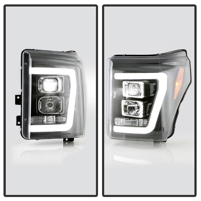 Spyder Ford F250/350/450 11-16 V2 High-Power LED Headlights-White Light Bar-Black PRO-YD-FS11V2PL-BK 5087898