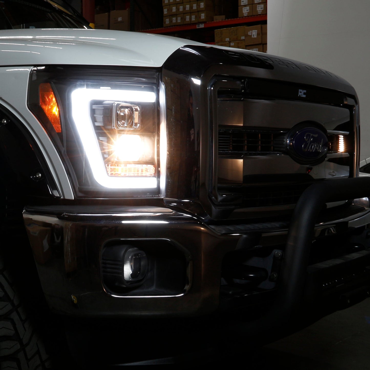 Spyder Ford F250/350/450 11-16 V2 High-Power LED Headlights-White Light Bar-Black PRO-YD-FS11V2PL-BK 5087898