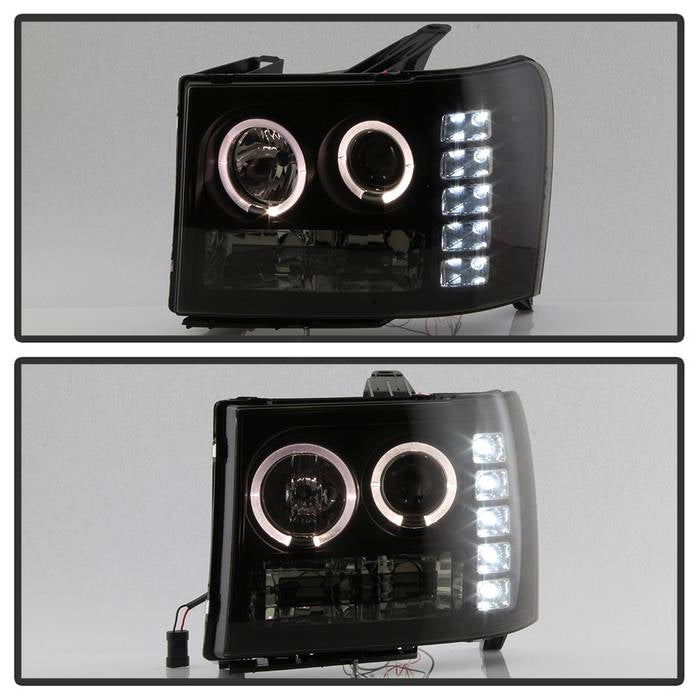 Spyder GMC Sierra 1500/2500 07-13 Projector Headlights LED Halo- LED Blk Smke PRO-YD-GS07-HL-BSM 5078506