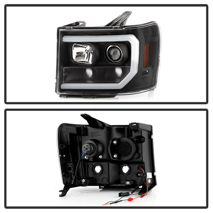 Spyder 07-13 GMC Sierra 1500-3500 Ver 2 Proj Headlights - DRL LED - All Blk PRO-YD-GS07V2-LBDRL-BKV2 5086037