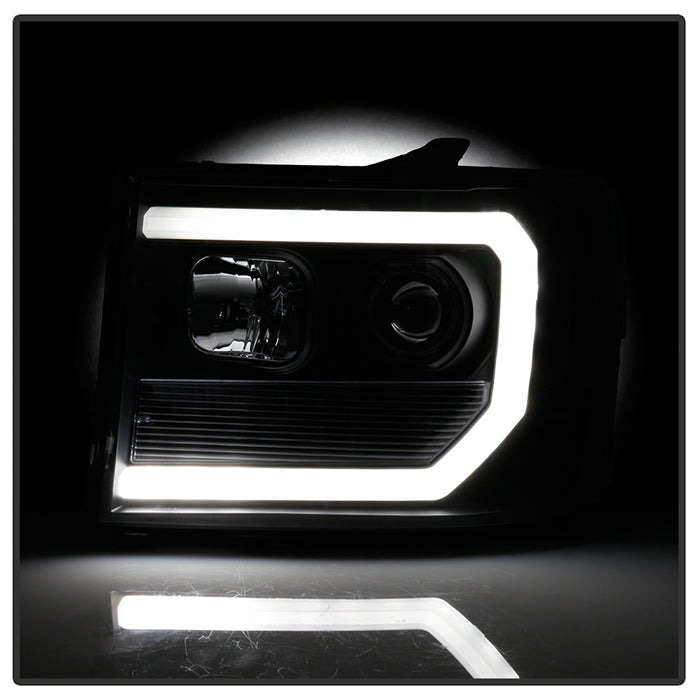 Spyder 07-13 GMC Sierra 1500-3500 Ver 2 Proj Headlights - DRL LED - All Blk PRO-YD-GS07V2-LBDRL-BKV2 5086037