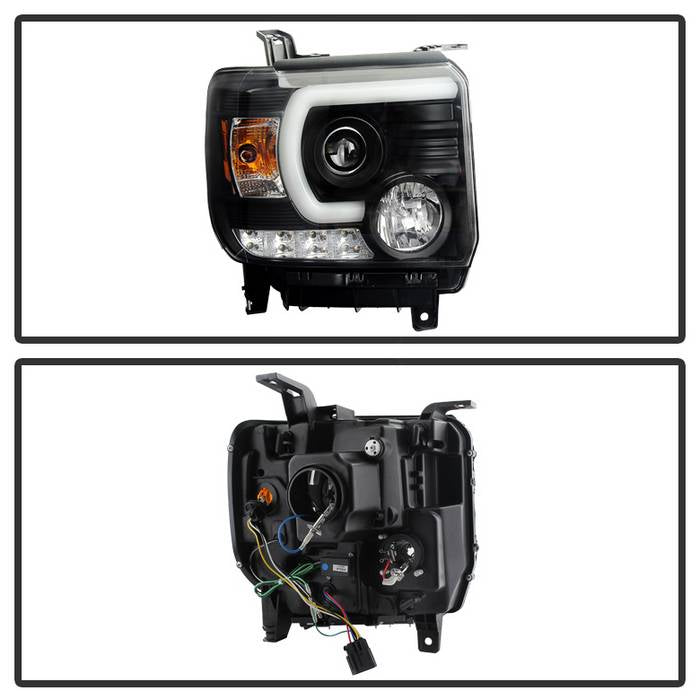 Spyder GMC Sierra 14-16 Projector Headlights Light Bar DRL Black PRO-YD-GS14-LBDRL-BK 5080523