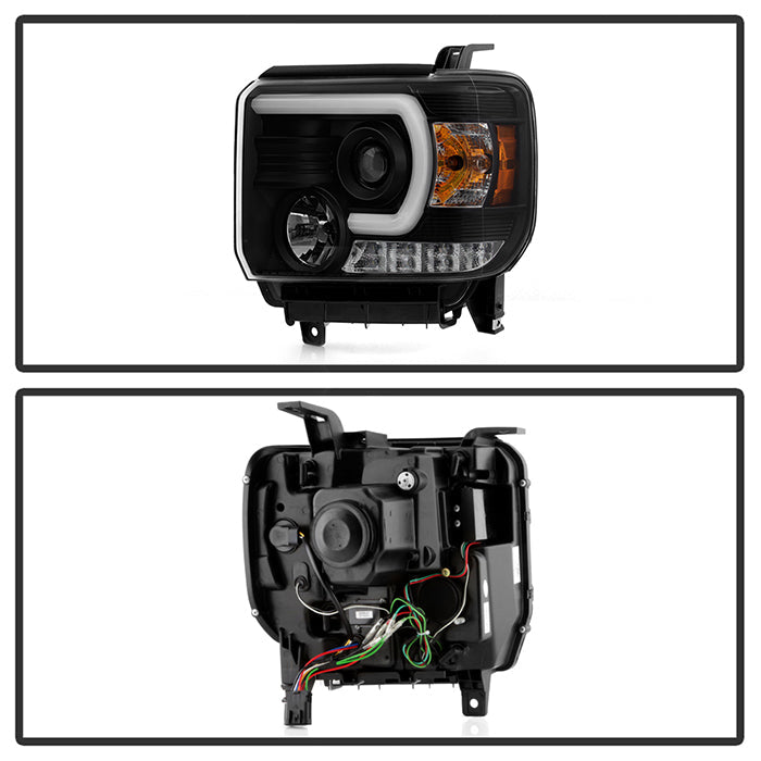 Spyder GMC Sierra 14-16 Projector Headlights Light Bar DRL Blk PRO-YD-GS14V2-LBDRL-BK 5080851