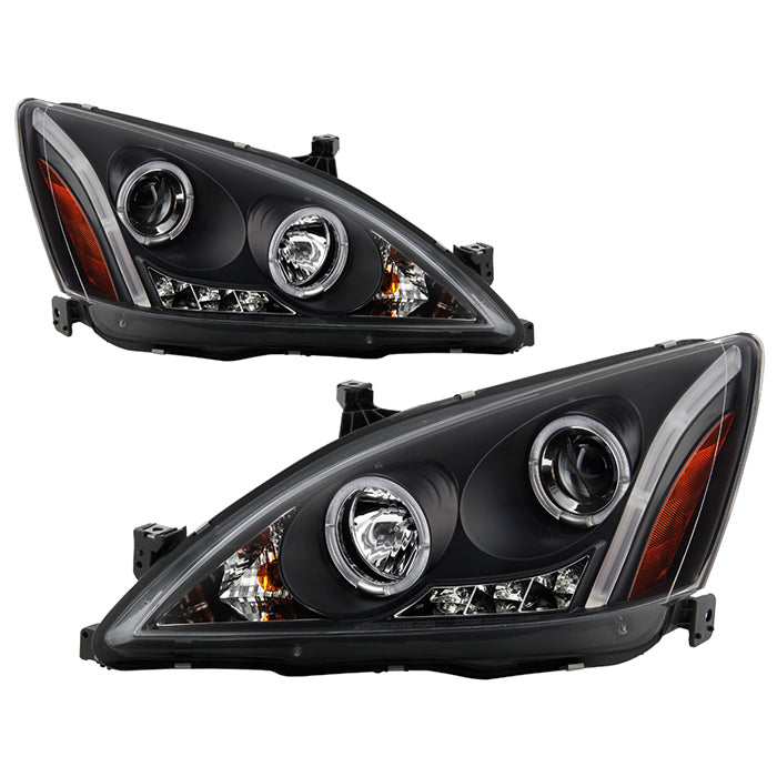 Spyder Honda Accord 03-07 Projector Headlights LED Halo Amber Reflctr LED Blk PRO-YD-HA03-AM-BK 5010636