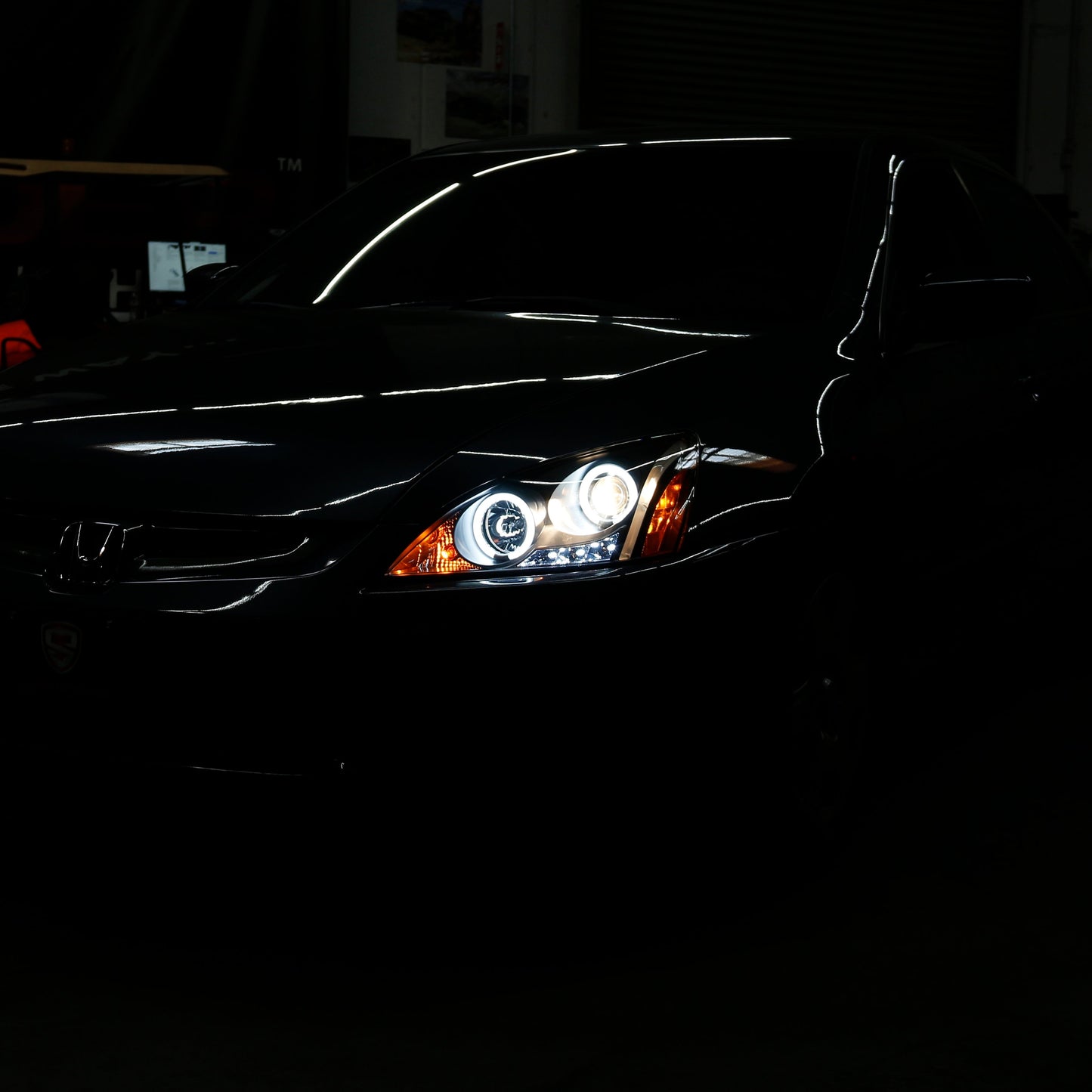 Spyder Honda Accord 03-07 Projector Headlights LED Halo Amber Reflctr LED Blk PRO-YD-HA03-AM-BK 5010636
