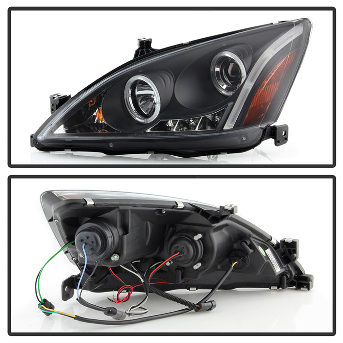 Spyder Honda Accord 03-07 Projector Headlights LED Halo Amber Reflctr LED Blk PRO-YD-HA03-AM-BK 5010636