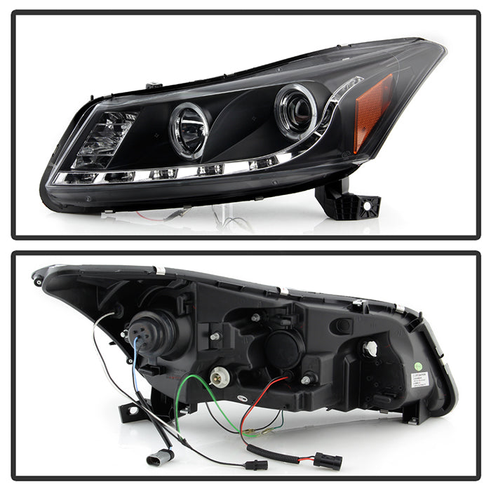 Spyder Honda Accord 08-12 4Dr Projector Headlights- LED Halo DRL Blk PRO-YD-HA08-4D-HL-BK 5010667