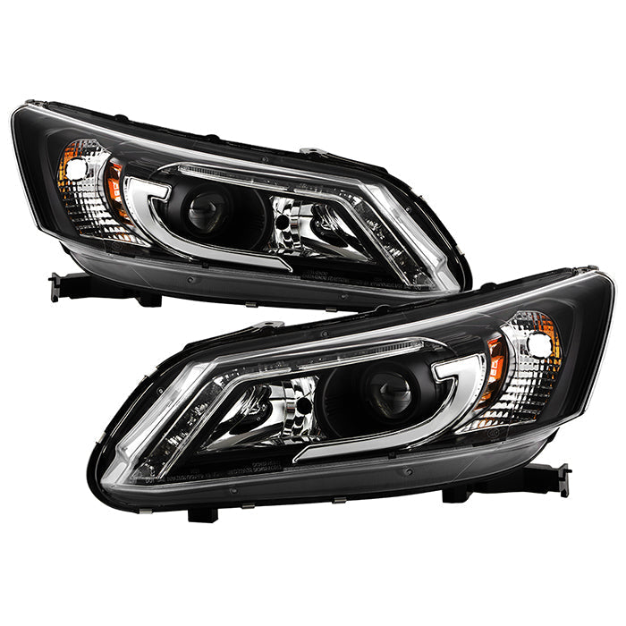 Spyder Honda Accord 2013-2015 4DR Projector Headlights Light Bar DRL Black PRO-YD-HA13-LBDRL-BK 5080530