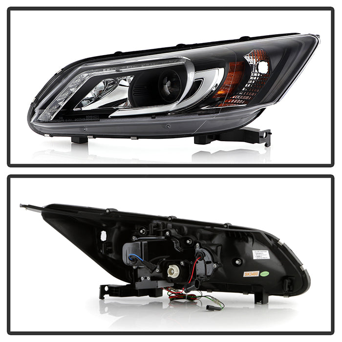 Spyder Honda Accord 2013-2015 4DR Projector Headlights Light Bar DRL Black PRO-YD-HA13-LBDRL-BK 5080530