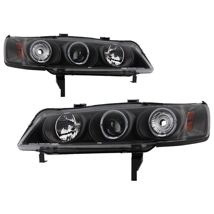 Spyder Honda Accord 94-97 1PC Projector Headlights LED Halo Amber Reflctr Blk PRO-YD-HA94-AM-BK 5010698