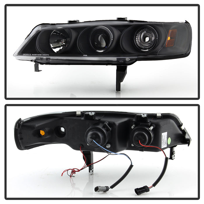 Spyder Honda Accord 94-97 1PC Projector Headlights LED Halo Amber Reflctr Blk PRO-YD-HA94-AM-BK 5010698