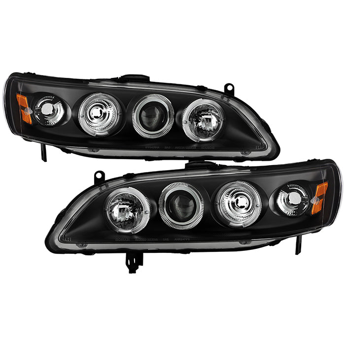 Spyder Honda Accord 98-02 1PC Projector Headlights LED Halo Amber Reflctr Blk PRO-YD-HA98-AM-BK 5010728