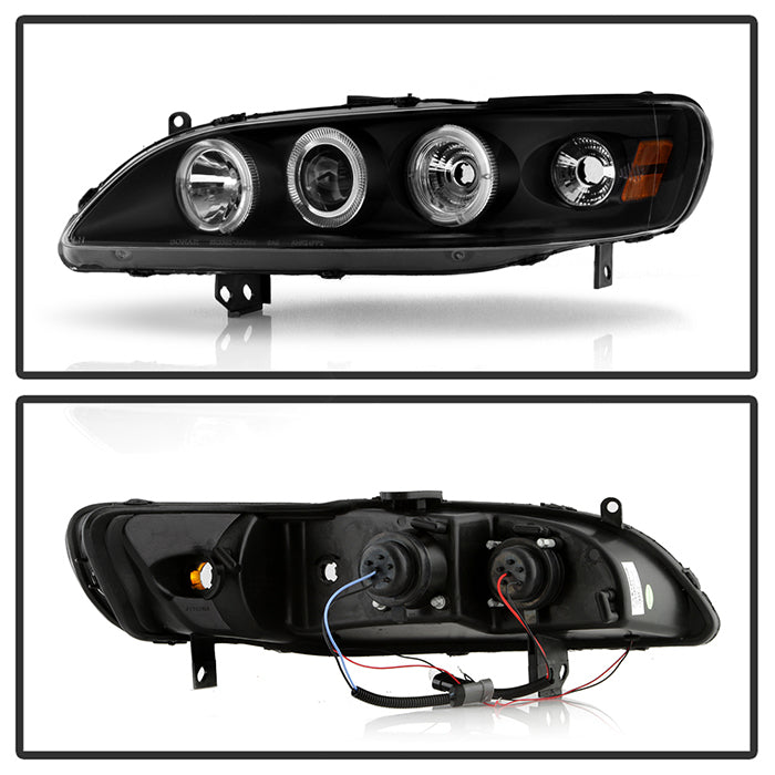 Spyder Honda Accord 98-02 1PC Projector Headlights LED Halo Amber Reflctr Blk PRO-YD-HA98-AM-BK 5010728