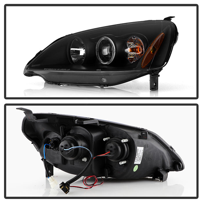 Spyder Honda Civic 01-03 2/4DR Projector Headlights - LED Halo Amber Reflector Blk PRO-YD-HC01-AM-BK 5010759