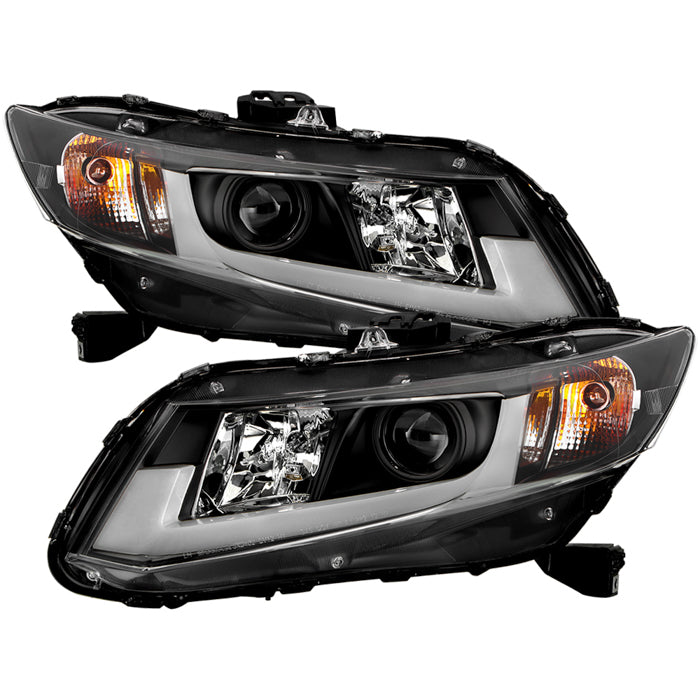 Spyder Honda Civic 2012-2014 Projector Headlights - Light Bar DRL Black PRO-YD-HC12-DRL-BK 5076519