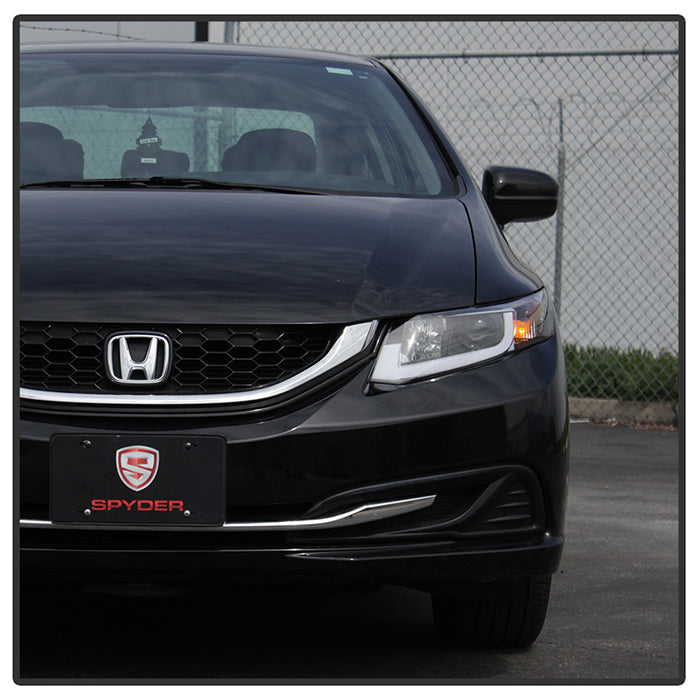 Spyder Honda Civic 2012-2014 Projector Headlights - Light Bar DRL Black PRO-YD-HC12-DRL-BK 5076519