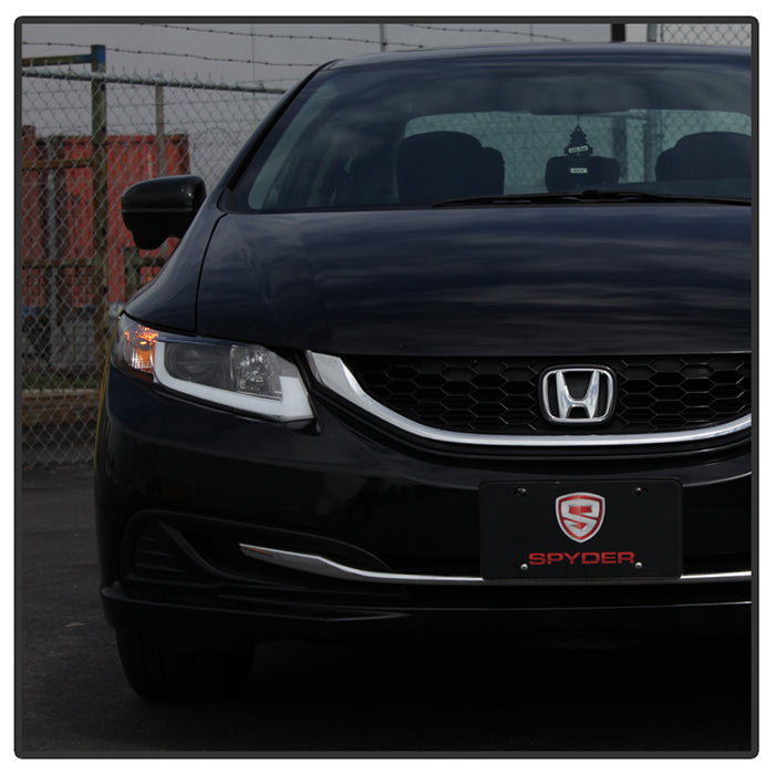Spyder Honda Civic 2012-2014 Projector Headlights - Light Bar DRL Black PRO-YD-HC12-DRL-BK 5076519