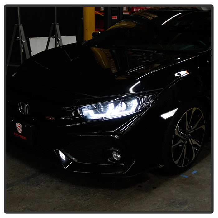 Spyder 16-18 Honda Civic 4Dr w/LED Seq Turn Sig Lights Proj Headlight - Black - PRO-YD-HC16-SEQ-BK 5086099