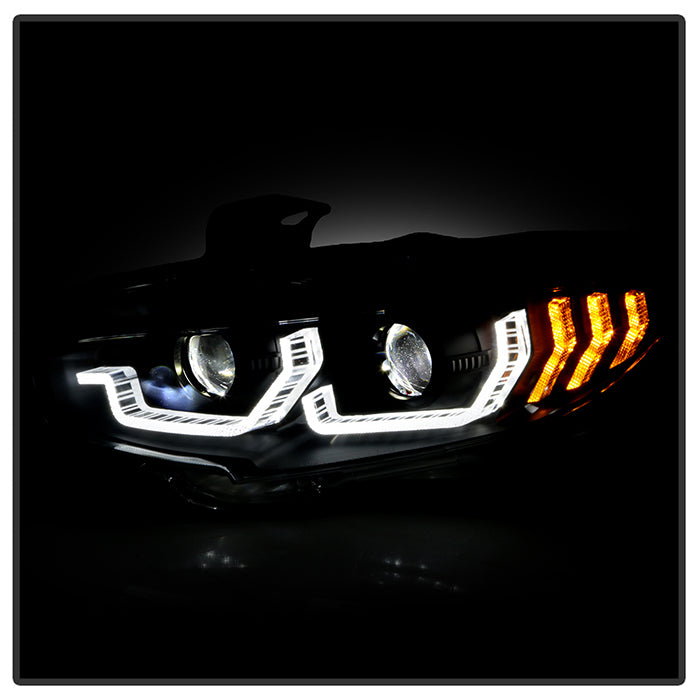 Spyder Honda Civic 16-18 2DR/4DR/Hatchback Headlight Black PRO-YD-HC16PL-SEQ-BK 5087539