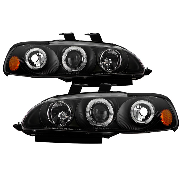 Spyder Honda Civic 92-95 2/3DR 1PC Projector LED Halo Amber Reflctr Blk PRO-YD-HC921P-23D-AM-BK 5010841
