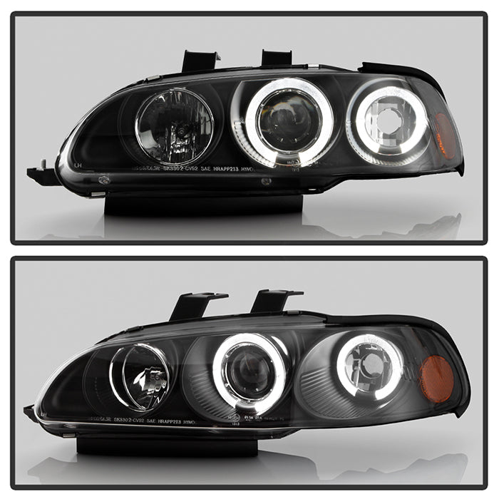 Spyder Honda Civic 92-95 2/3DR 1PC Projector LED Halo Amber Reflctr Blk PRO-YD-HC921P-23D-AM-BK 5010841