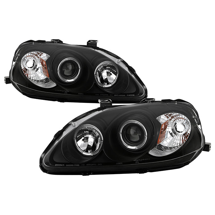 Spyder Honda Civic 99-00 Projector Headlights LED Halo Black High H1 Low H1 PRO-YD-HC99-AM-BK 5010933