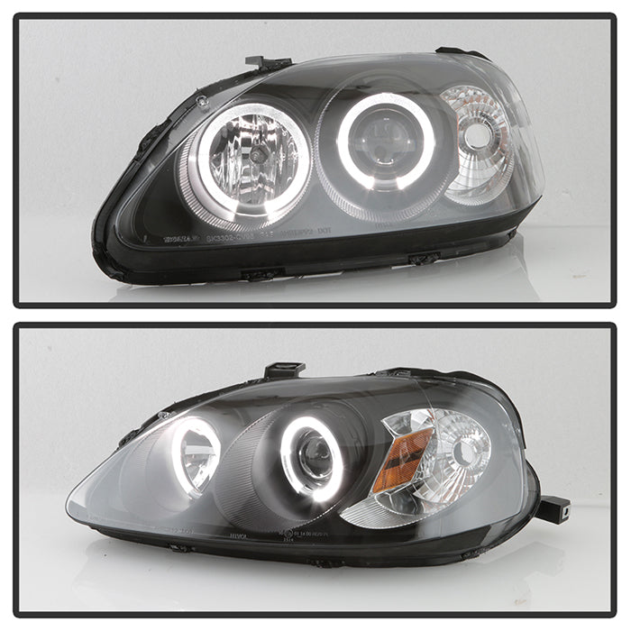 Spyder Honda Civic 99-00 Projector Headlights LED Halo Black High H1 Low H1 PRO-YD-HC99-AM-BK 5010933