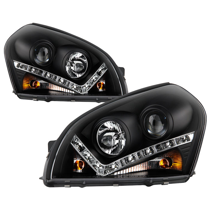 Spyder Hyundai Tucson 04-09 Projector Headlights DRL Black High H1 Low H1 PRO-YD-HYTUC04-DRL-BK 5029447