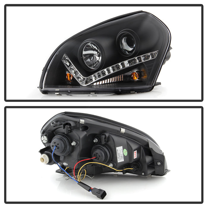 Spyder Hyundai Tucson 04-09 Projector Headlights DRL Black High H1 Low H1 PRO-YD-HYTUC04-DRL-BK 5029447
