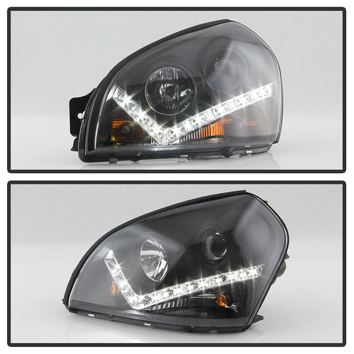 Spyder Hyundai Tucson 04-09 Projector Headlights DRL Black High H1 Low H1 PRO-YD-HYTUC04-DRL-BK 5029447