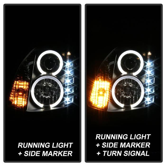 Spyder Infiniti G35 03-07 2DR Projector Halogen - LED Halo DRL Blk High H4 PRO-YD-IG35032D-DRL-BK 5011060