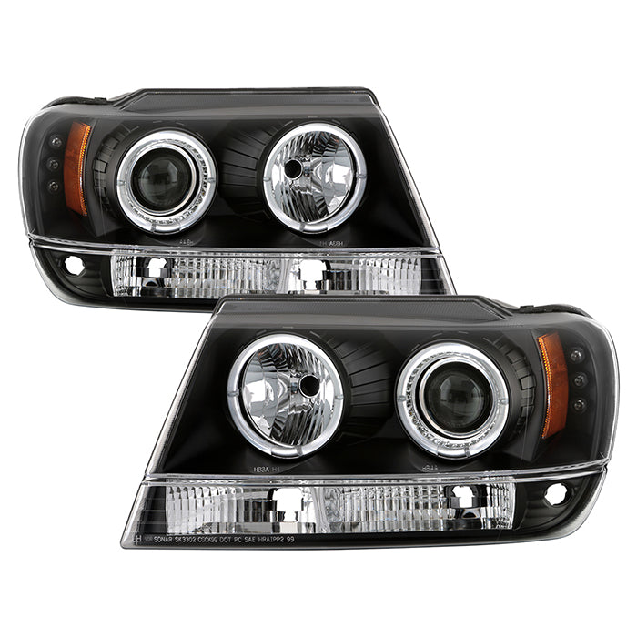 Spyder Jeep Grand Cherokee 99-04 Projector Headlights LED Halo LED Blk - PRO-YD-JGC99-HL-BK 5011145