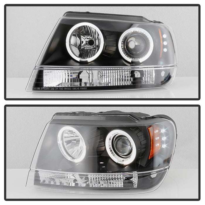 Spyder Jeep Grand Cherokee 99-04 Projector Headlights LED Halo LED Blk - PRO-YD-JGC99-HL-BK 5011145