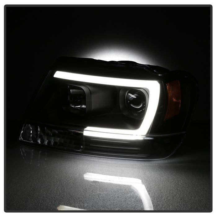 Spyder 99-04 Jeep Grand Cherokee Projector Headlights - Light Bar DRL LED - Black 5085221