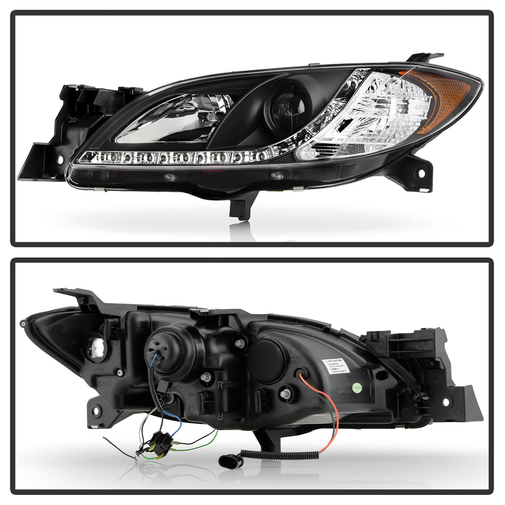 Spyder Mazda 3 04-08 4Dr Sedan Projector Headlights Halogen - DRL Blk PRO-YD-M304-DRL-BK 5017451