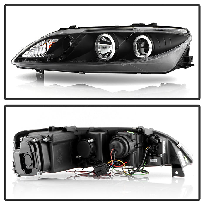 Spyder Mazda 6 03-05 With Fog Lights Projector Headlights LED Halo DRL Blk PRO-YD-M603-FOG-DRL-BK 5042538