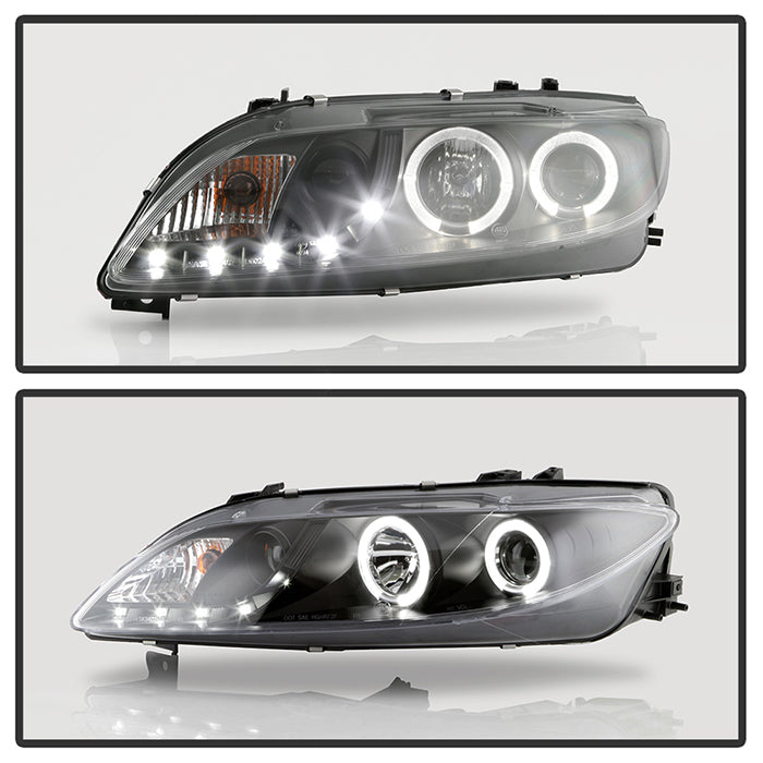 Spyder Mazda 6 03-05 With Fog Lights Projector Headlights LED Halo DRL Blk PRO-YD-M603-FOG-DRL-BK 5042538