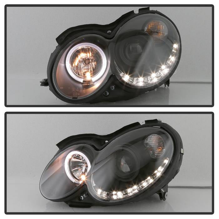 Spyder Mercedes Benz CLK 03-09 Projector Halogen Model- LED Halo DRL Blk PRO-YD-MBCLK03-DRL-BK 5038036