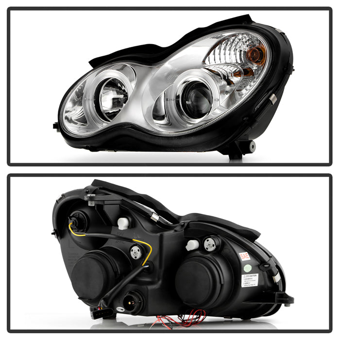 Spyder Mercedes Benz C-Class 01-05 4 DrProjector Headlights Halogen-LED Halo Chrm PRO-YD-MBW203-HL-C 5011268