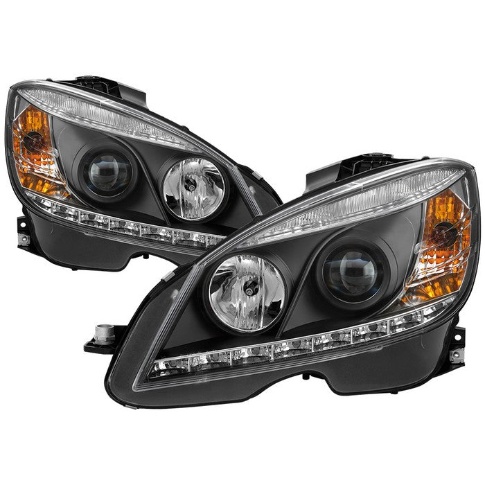 Spyder Mercedes Benz C-Class 08-11 Projector Headlights Halogen - DRL Blk PRO-YD-MBW20408-DRL-BK 5042262