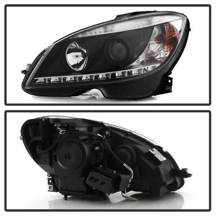 Spyder Mercedes Benz C-Class 08-11 Projector Headlights Halogen - DRL Blk PRO-YD-MBW20408-DRL-BK 5042262