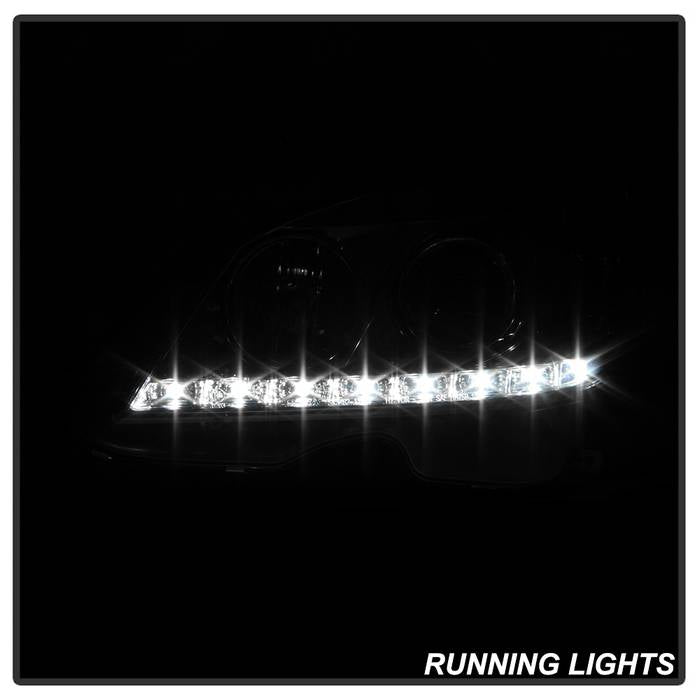 Spyder Mercedes Benz C-Class 08-11 Projector Headlights Halogen - DRL Chrm PRO-YD-MBW20408-DRL-C 5042255