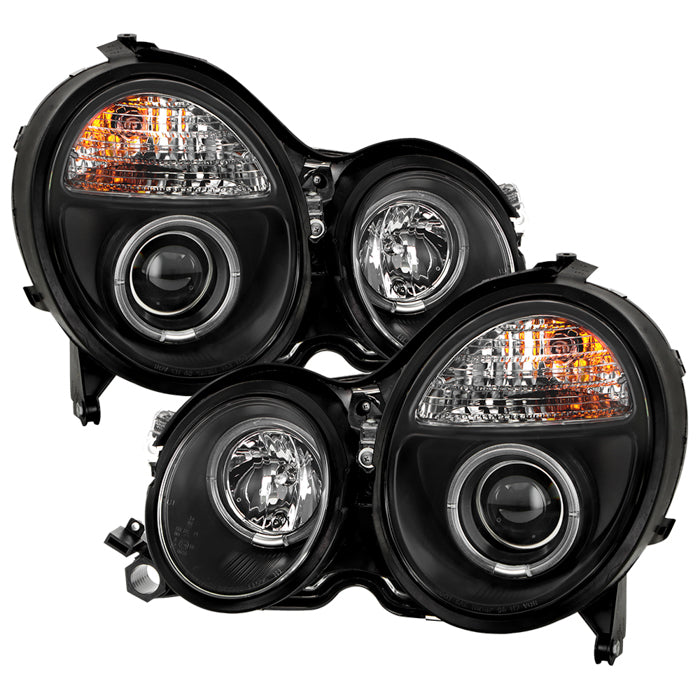 Spyder Mercedes Benz E-Class 00-02 Projector Headlights LED Halo Blk PRO-YD-MBW21099-HL-BK 5011299