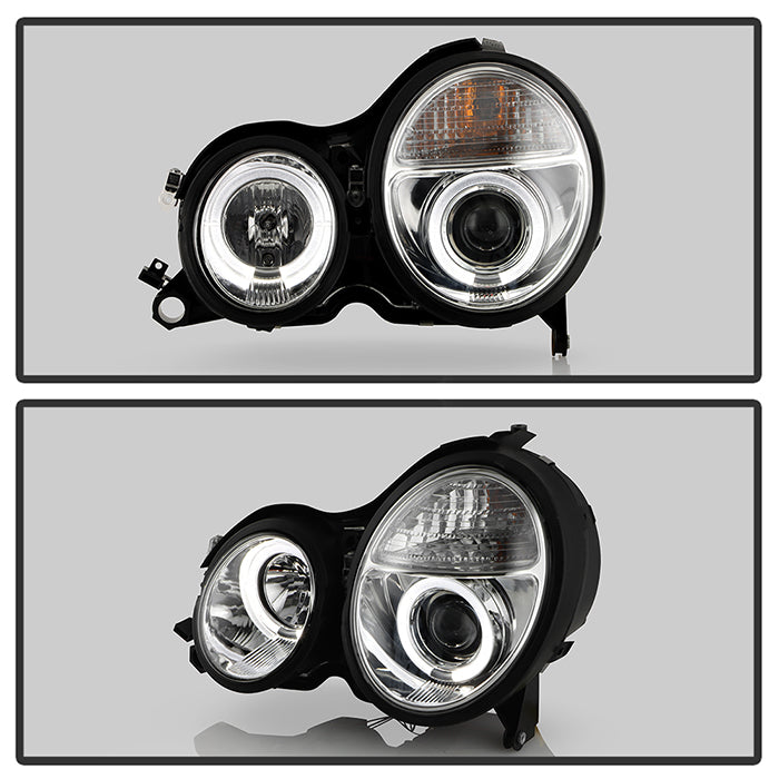 Spyder Mercedes Benz E-Class 00-02 Projector Headlights LED Halo Chrm PRO-YD-MBW21099-HL-C 5011305