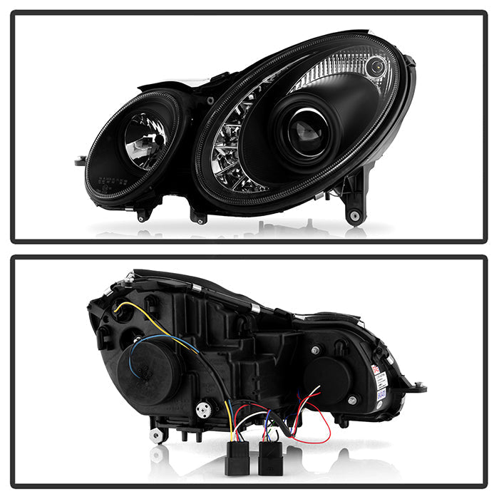 Spyder Mercedes Benz E-Class 07-09 Projector Headlights Halogen - DRL Blk PRO-YD-MBW21107-DRL-BK 5029379
