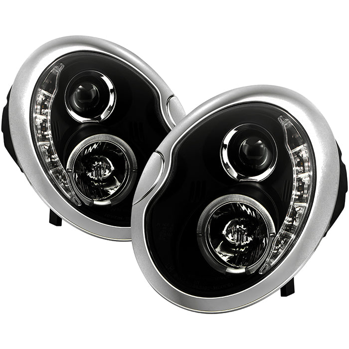 Spyder Mini Cooper 02-06 Projector Headlights DRL Black High H1 Low H1 PRO-YD-MC02-DRL-BK 5011336
